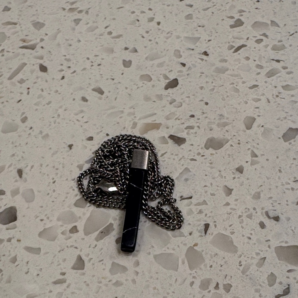 Black Pendant Necklace with Silver Chain